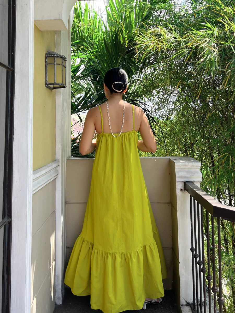 Amalfi Dress in Olive Yellow