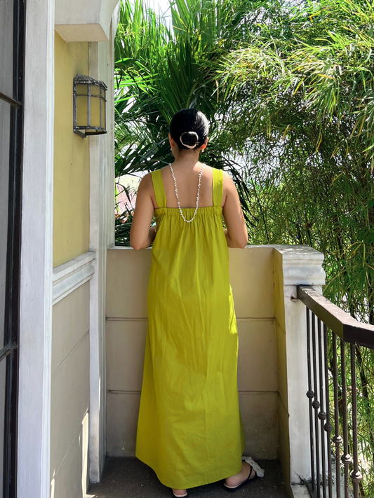 Hannah Dress in Olive Yellow