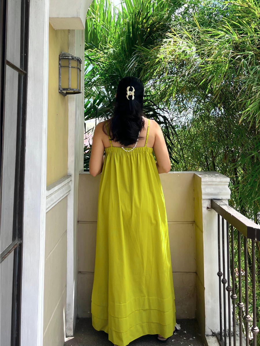 Faith Dress in Olive Yellow