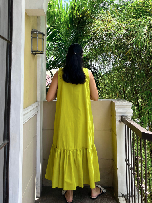 Camden Dress in Olive Yellow