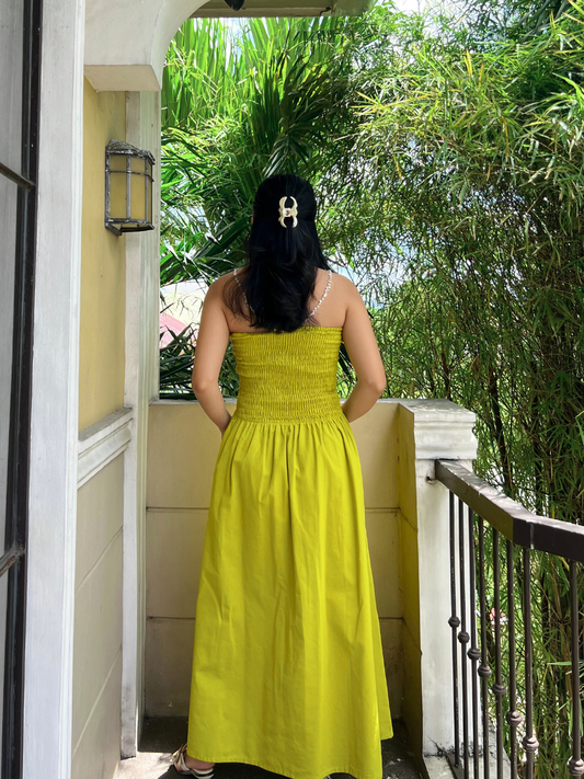 Ivory Dress in Olive Yellow