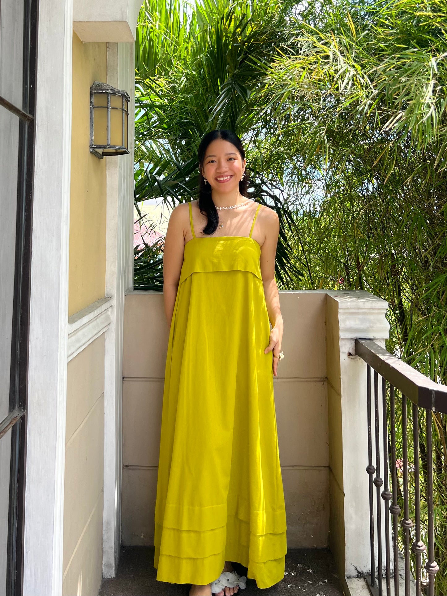 Faith Dress in Olive Yellow