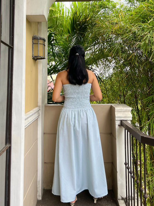 Ivory Dress in Stripes 022