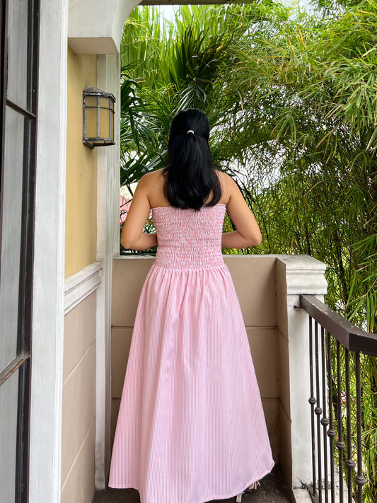 Ivory Dress in Stripes 024