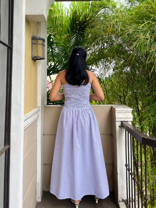 Ivory Dress in Stripes 025