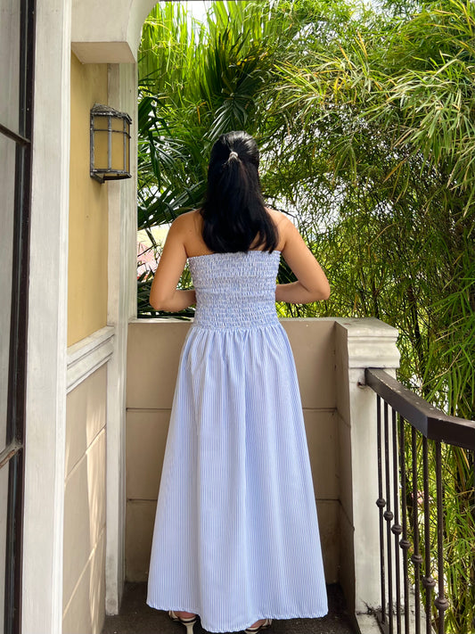 Ivory Dress in Stripes 023