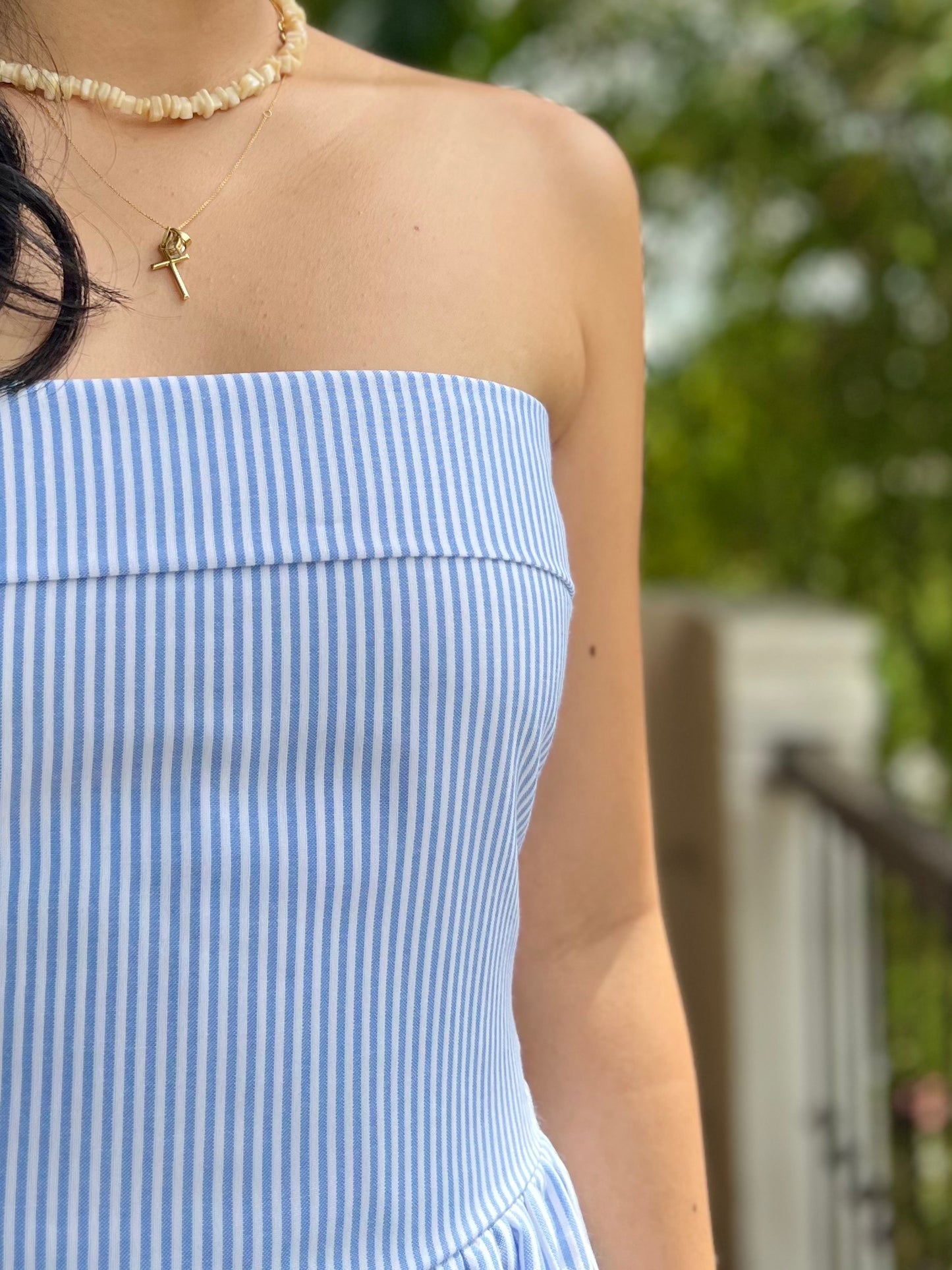 Ivory Dress in Stripes 023