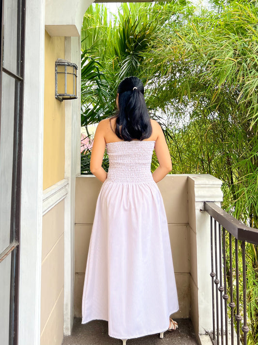 Ivory Dress in Stripes 021