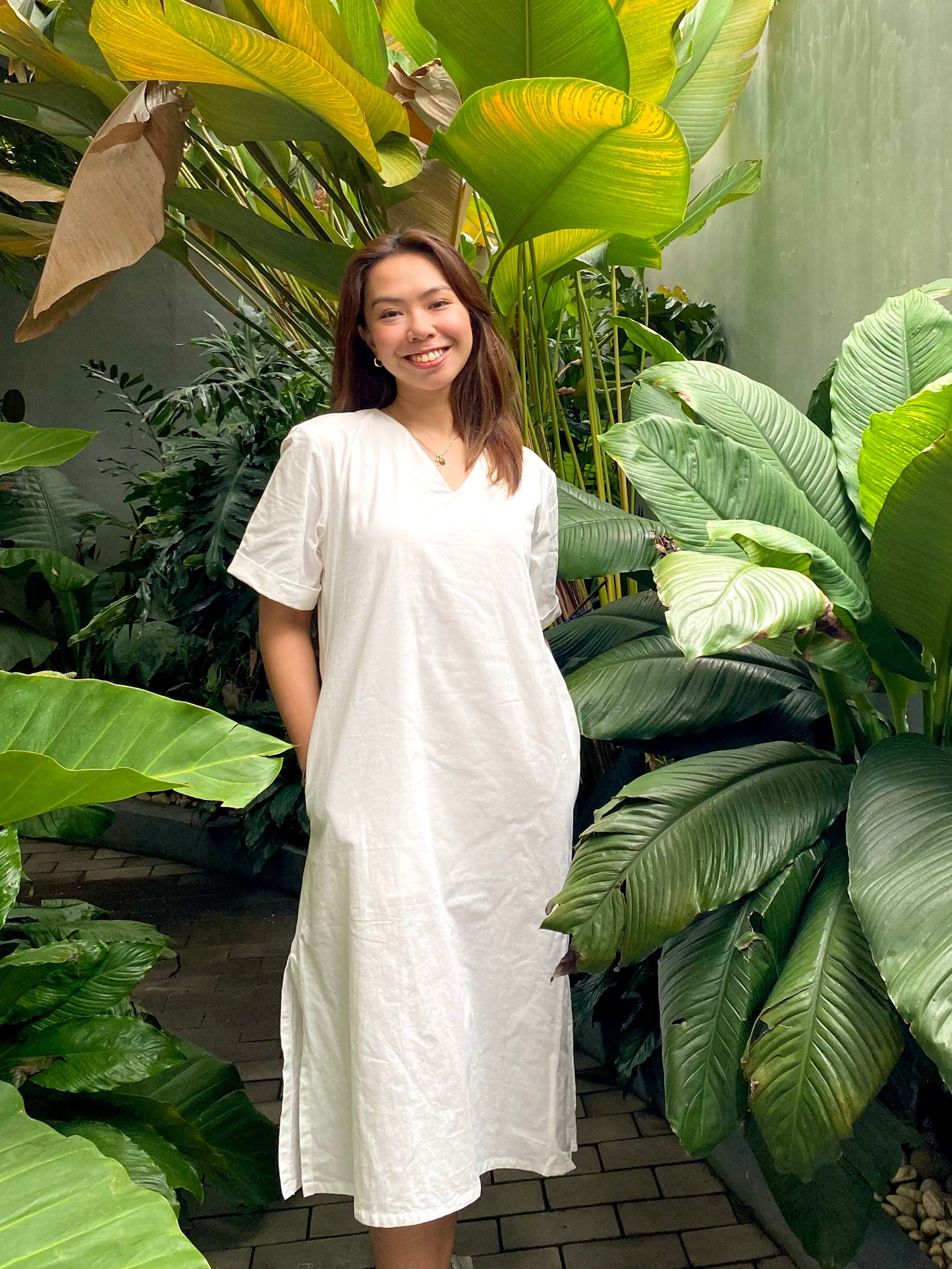 Birch Dress in White with Lining