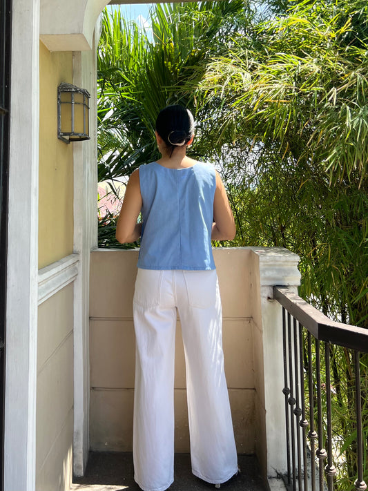 Brighton Top in Cornflower Blue