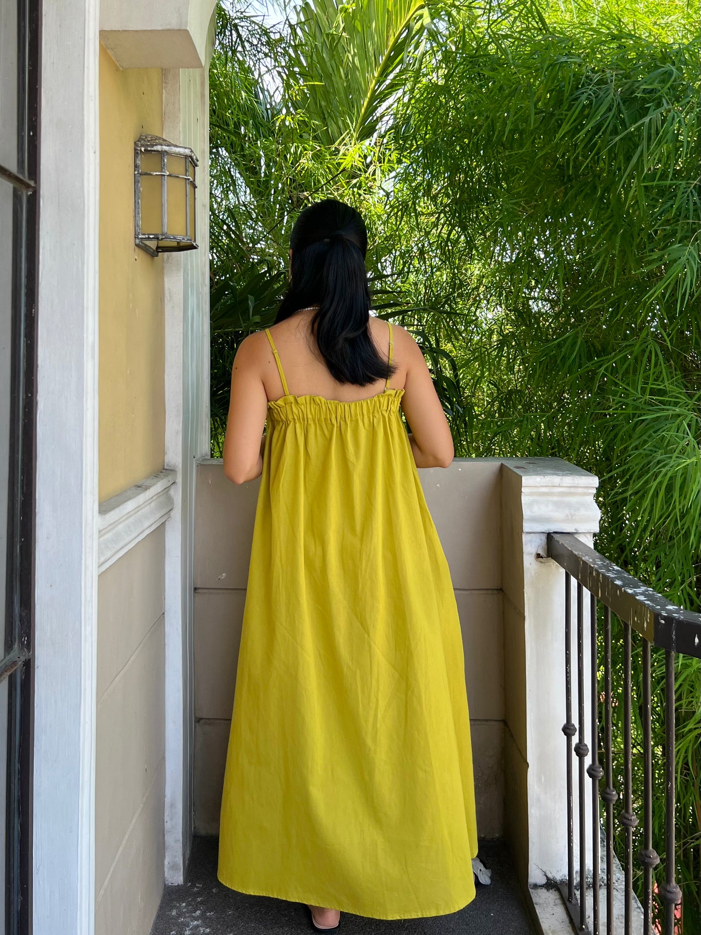 Mykonos Dress in Olive Yellow