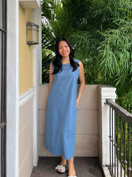 Courage Reversible Dress in French Blue