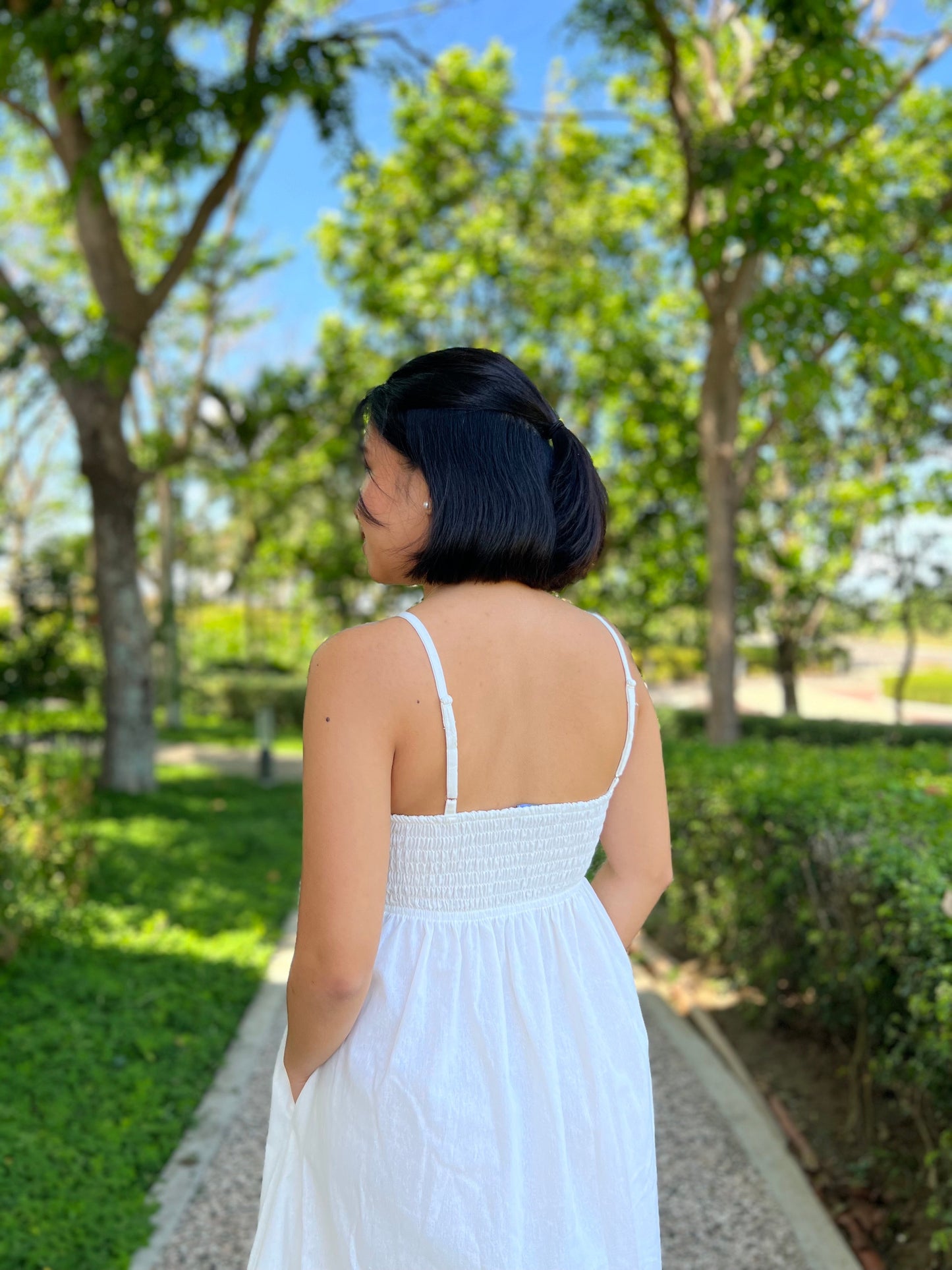 Tuscany Dress in White with Lining