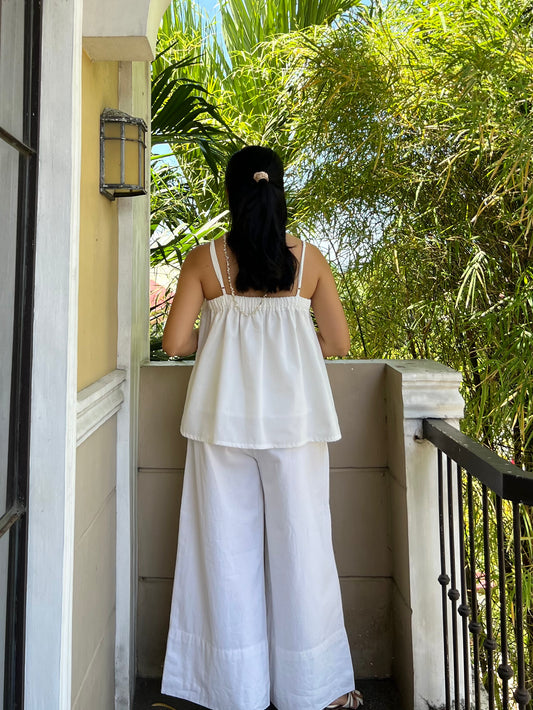 Peach Top in White with Lining