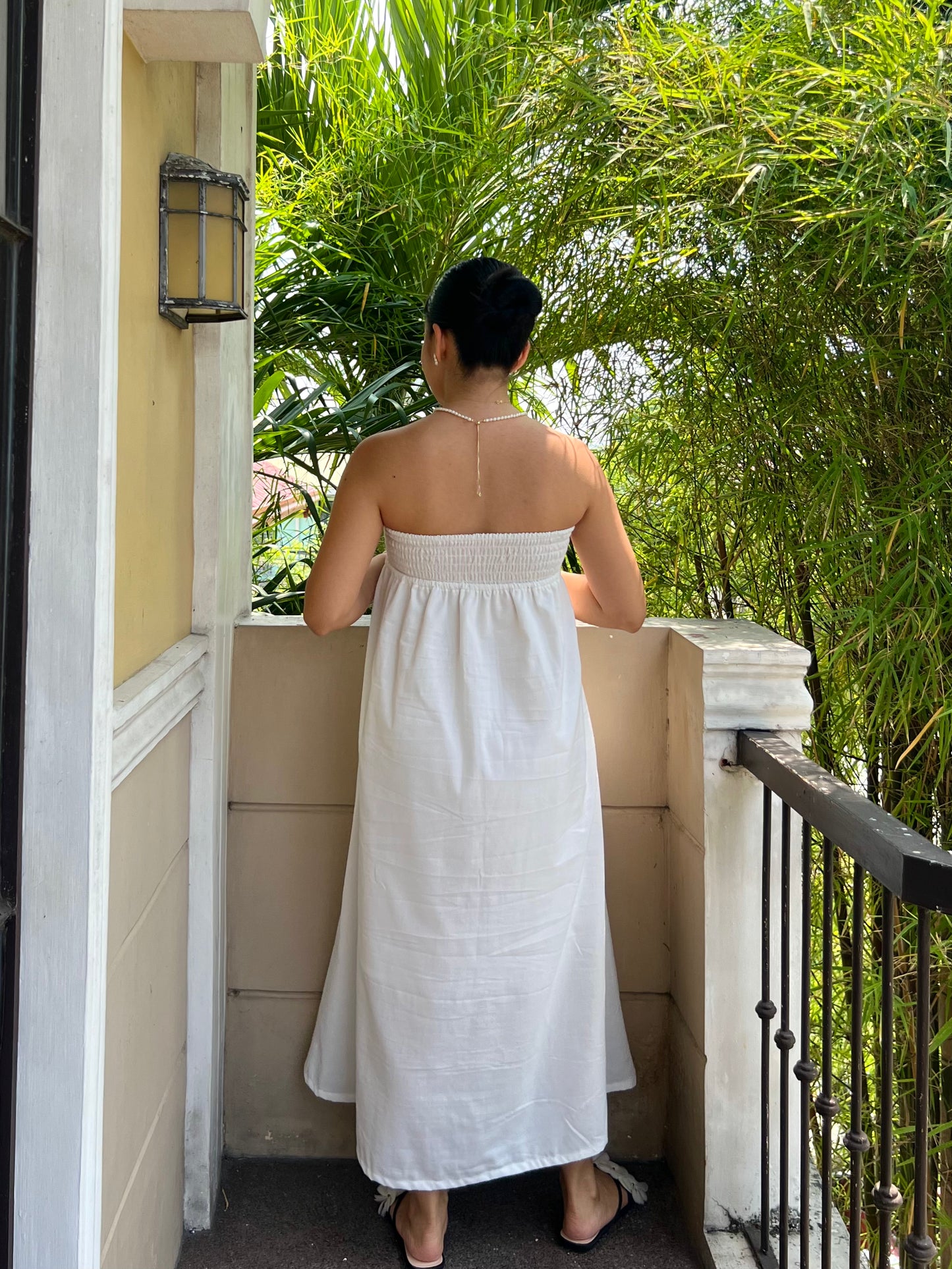 Lime Dress in White with Lining