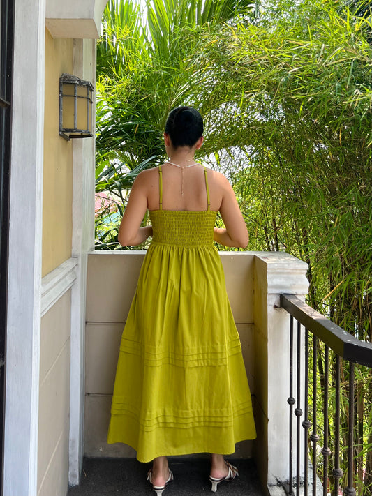 Acai Dress in Olive Yellow