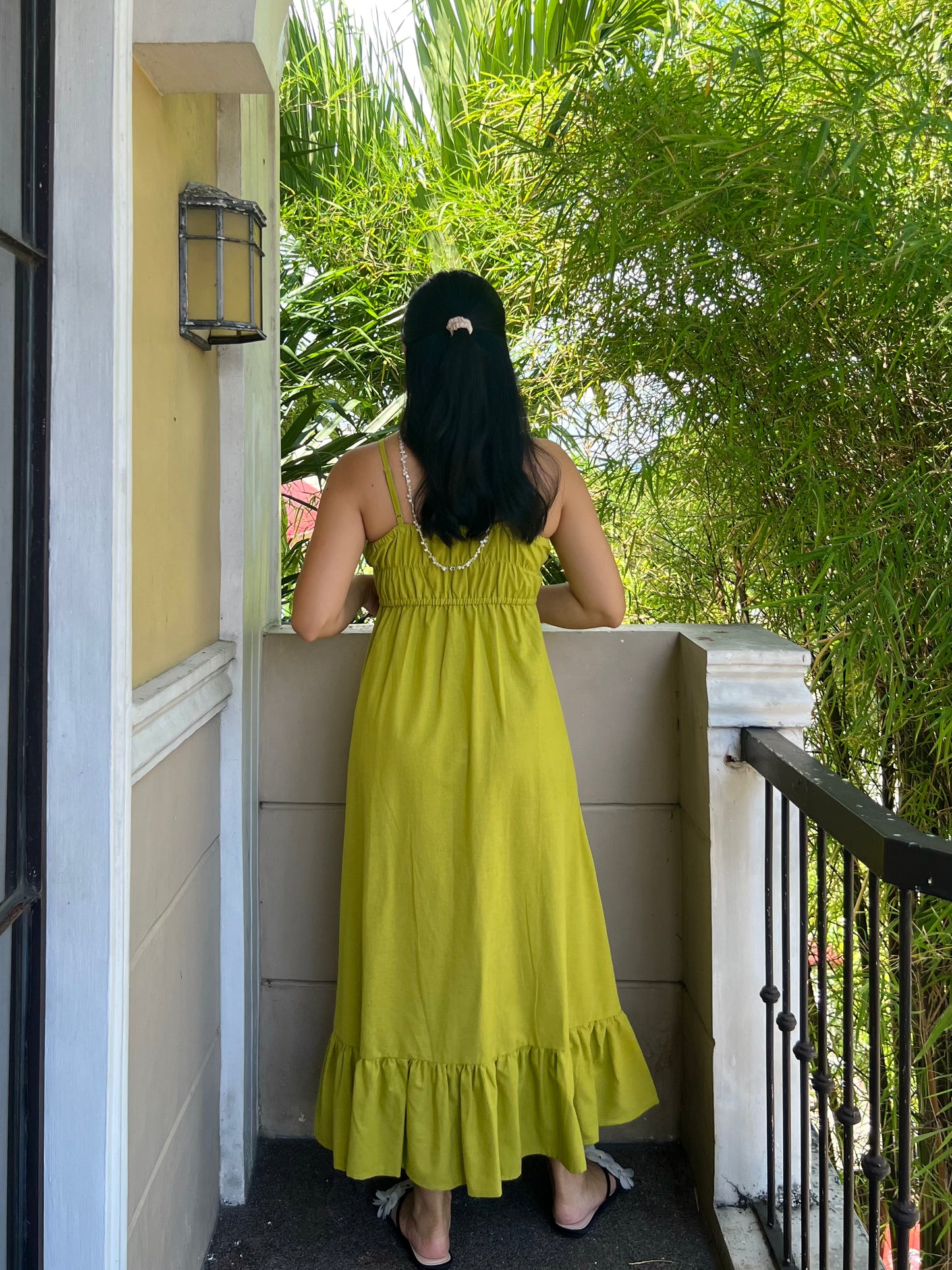 Sorrento Dress in Olive Yellow