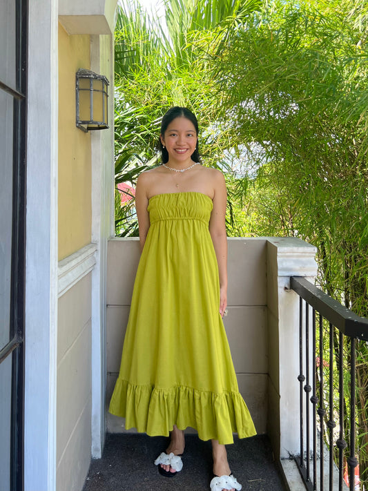 Sorrento Dress in Olive Yellow