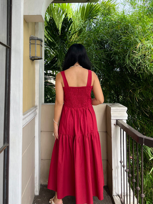 Psalm Dress in Berry Red