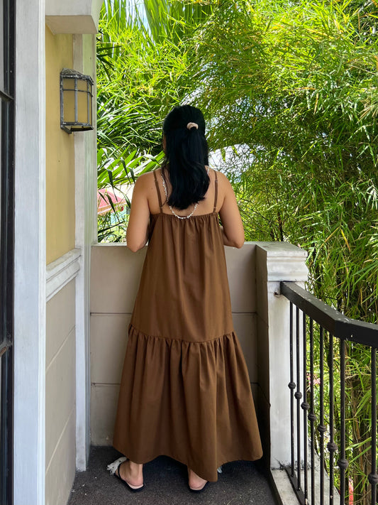 Elysees Dress in Dark Brown