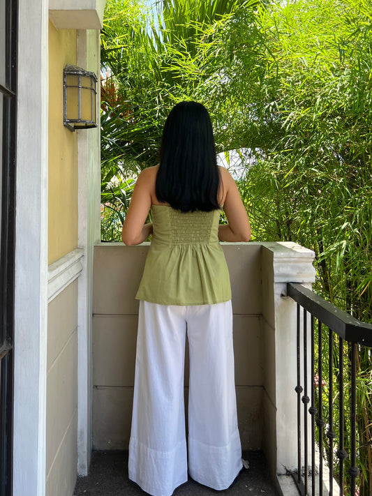 Blueberry Top in Apple Green