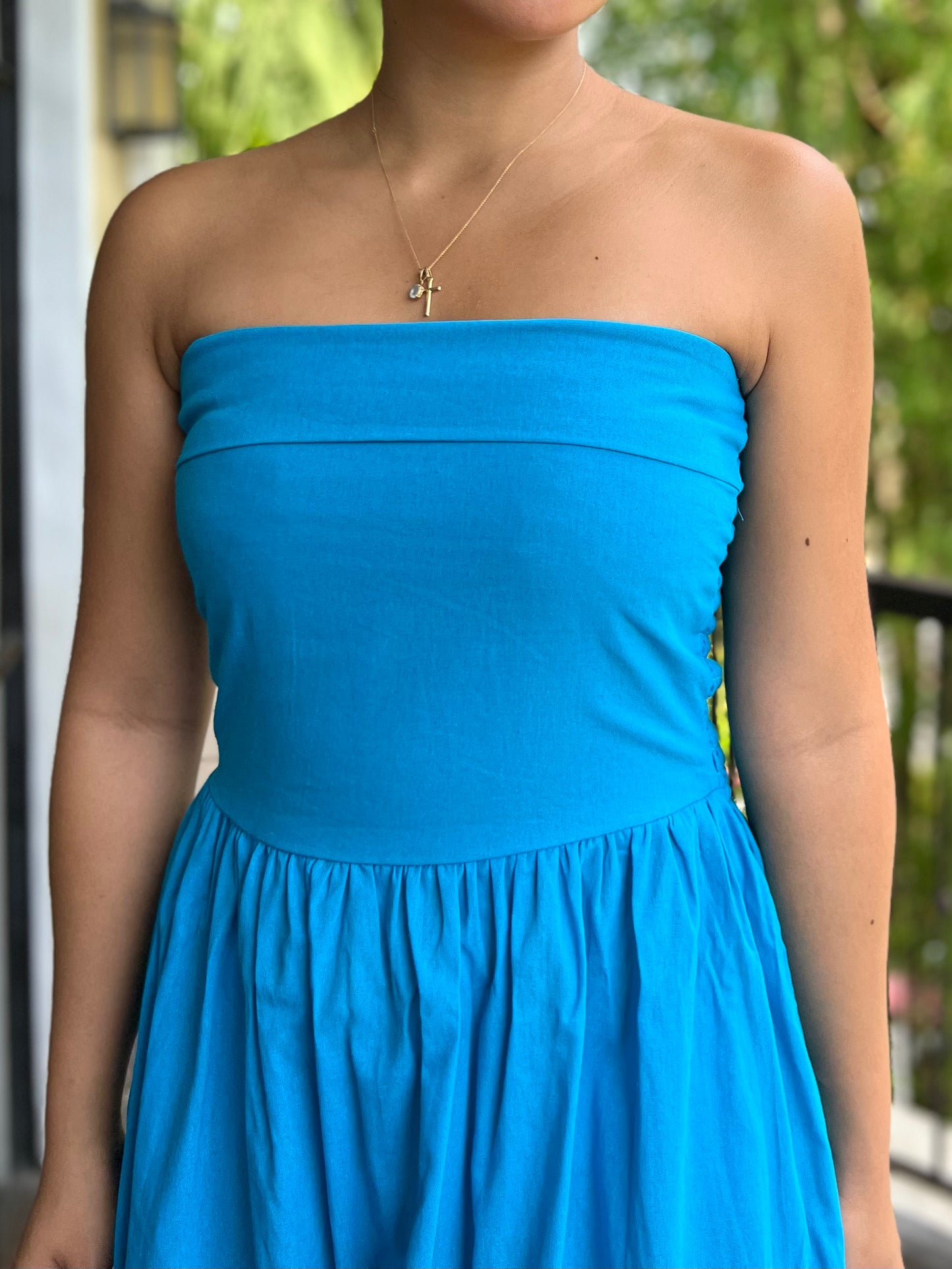 Ivory Dress in Cerulean