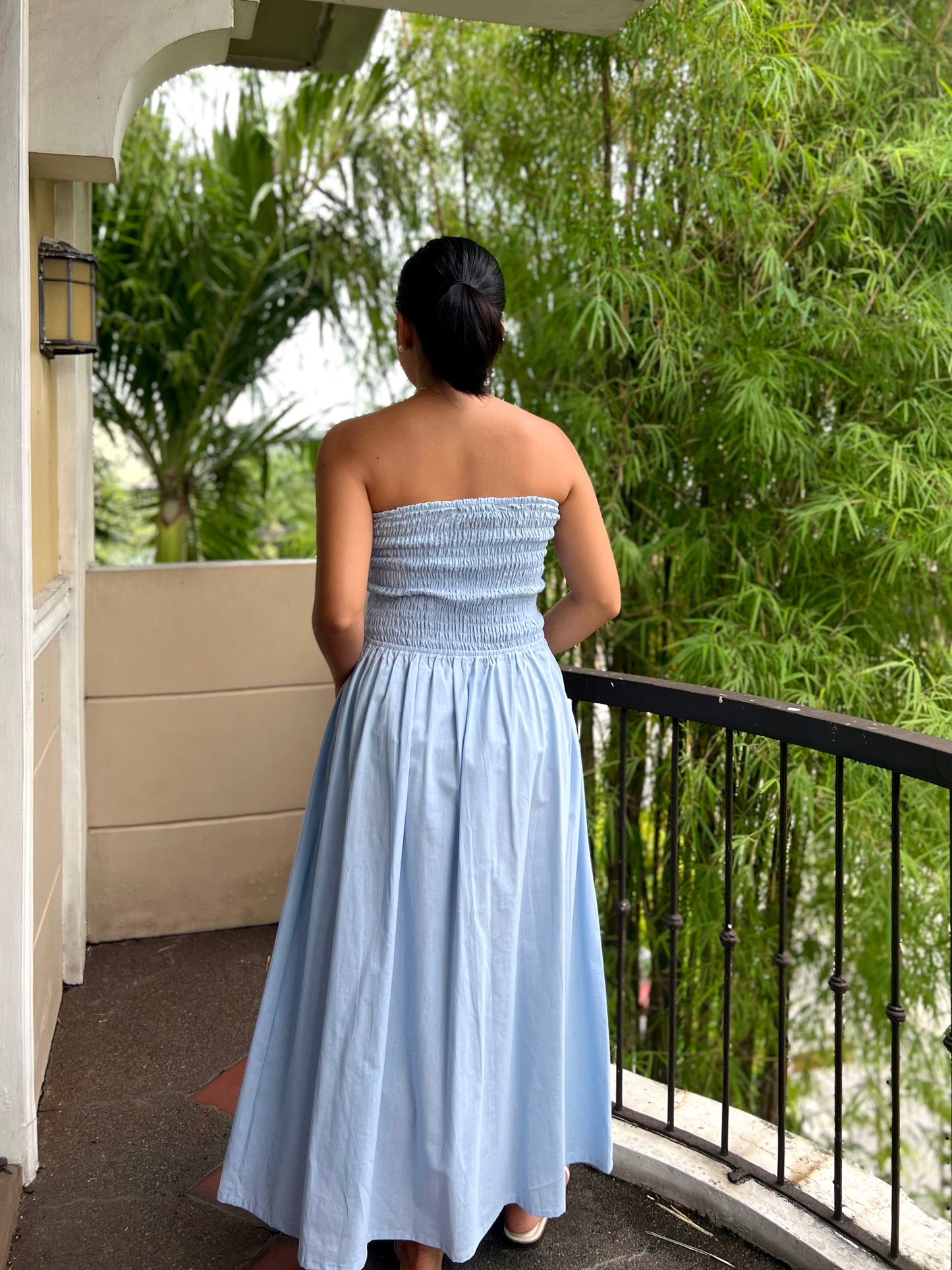 Ivory Dress in Sky Blue