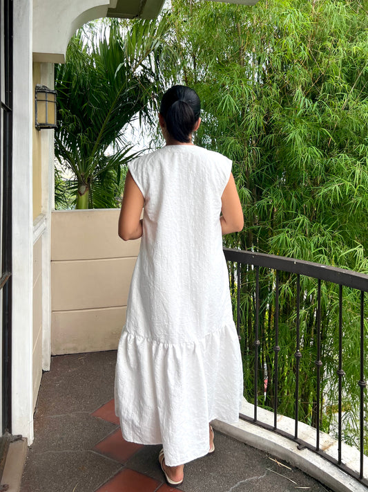 Napa Dress in White with Lining