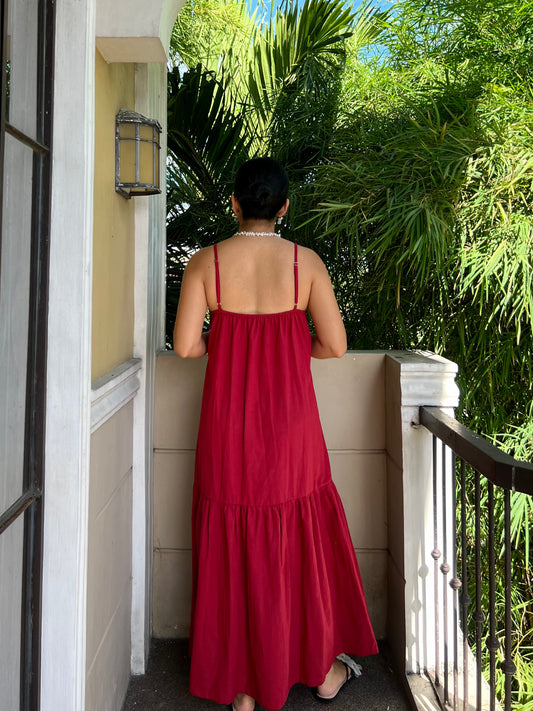 Elysees Dress in Berry Red