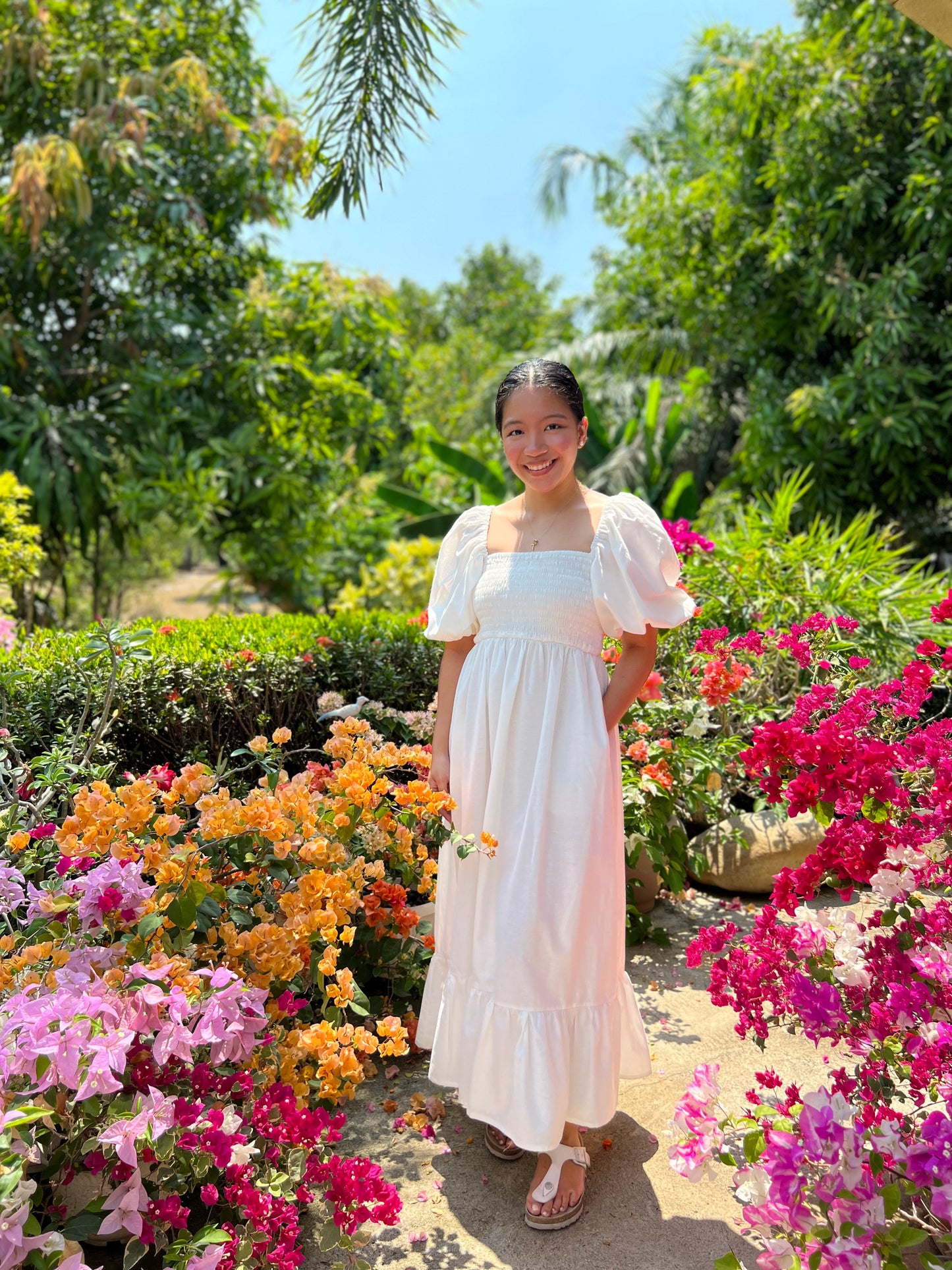 Florence Dress in White with Lining