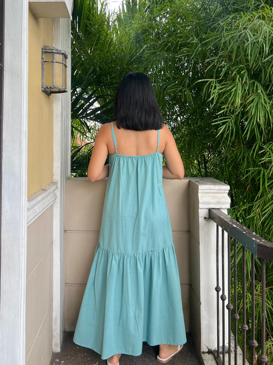 Elysees Dress in Aquamarine