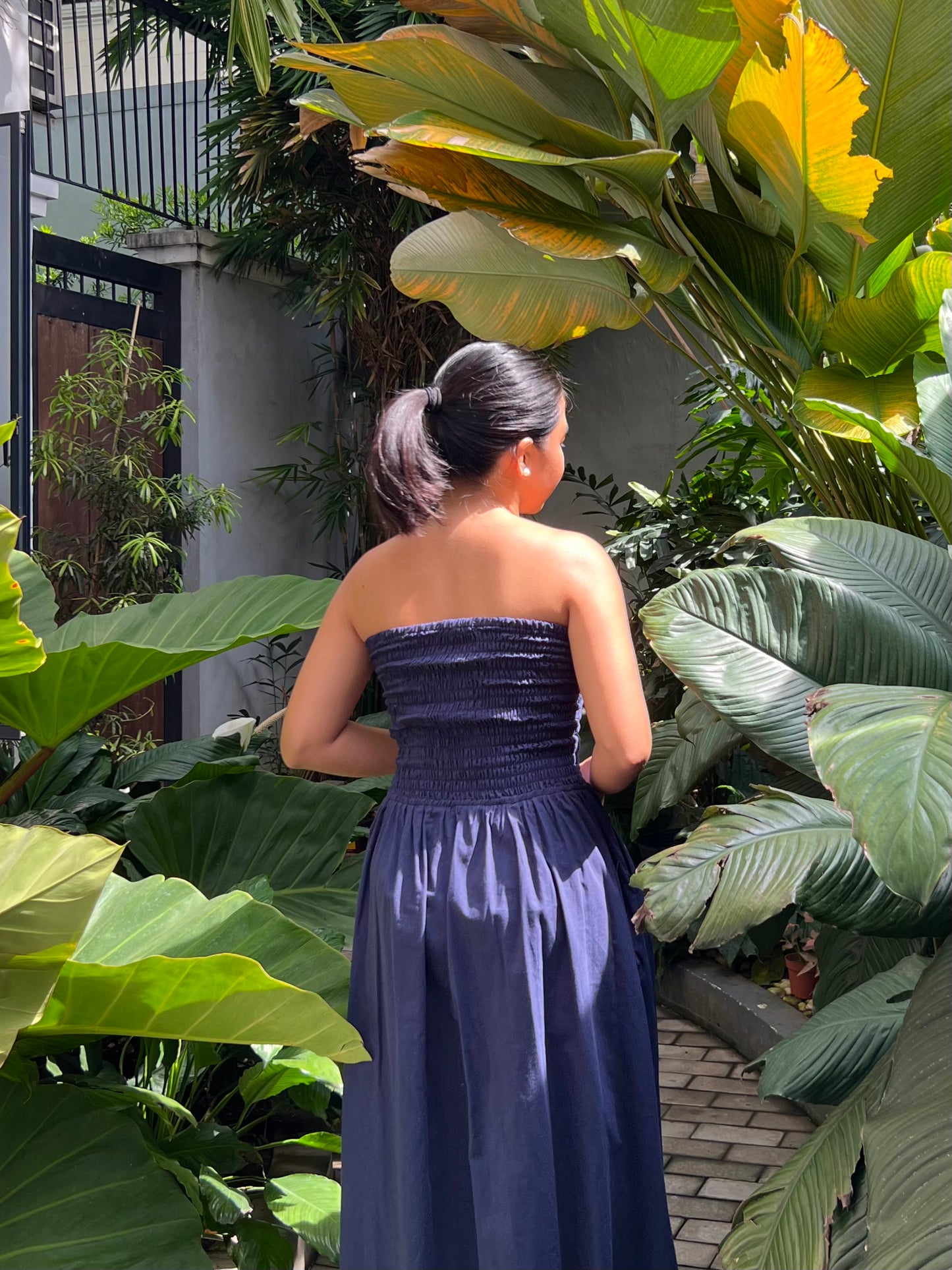 Ivory Dress in Navy Blue