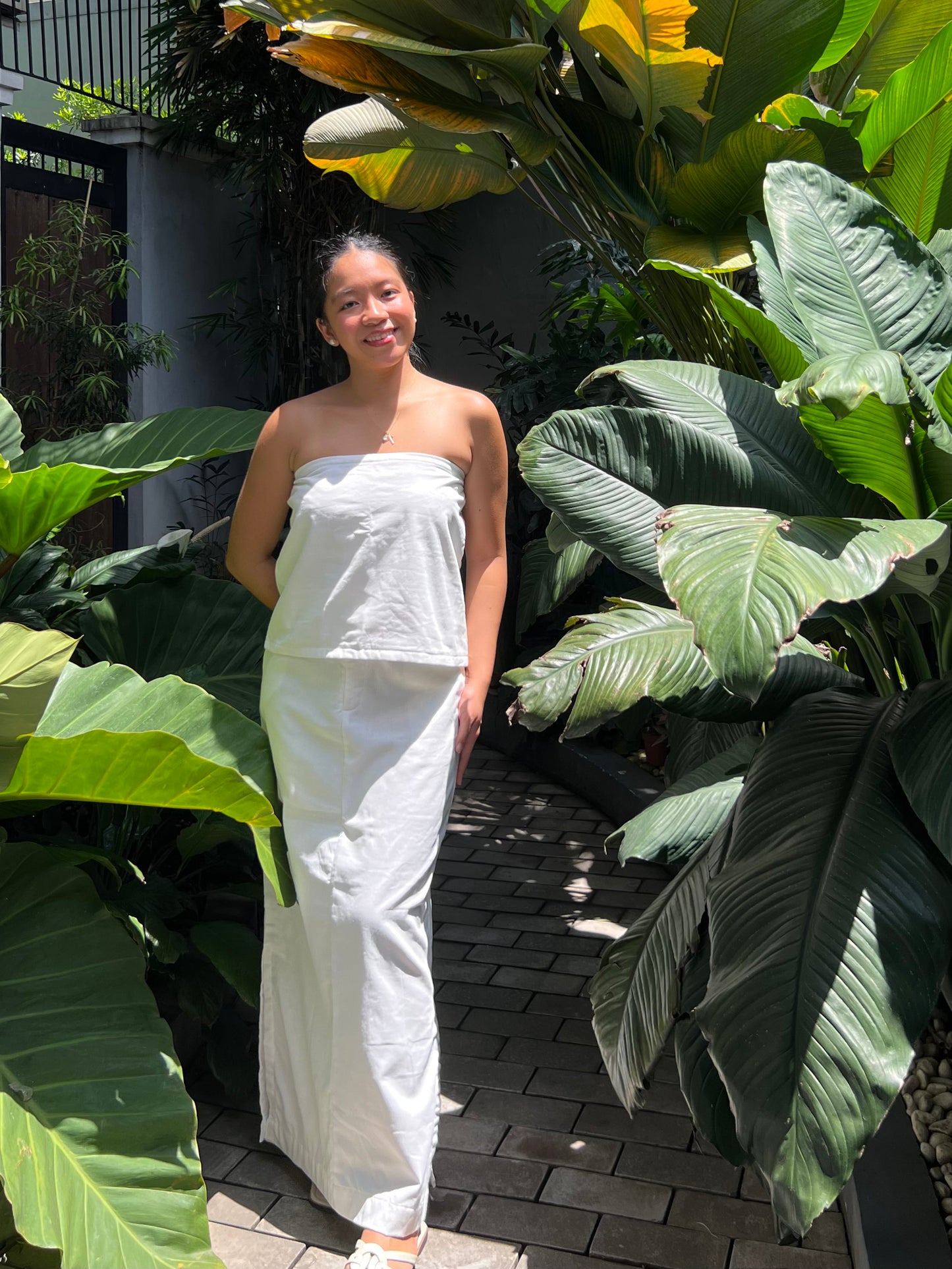 Teak Skirt in White with Lining