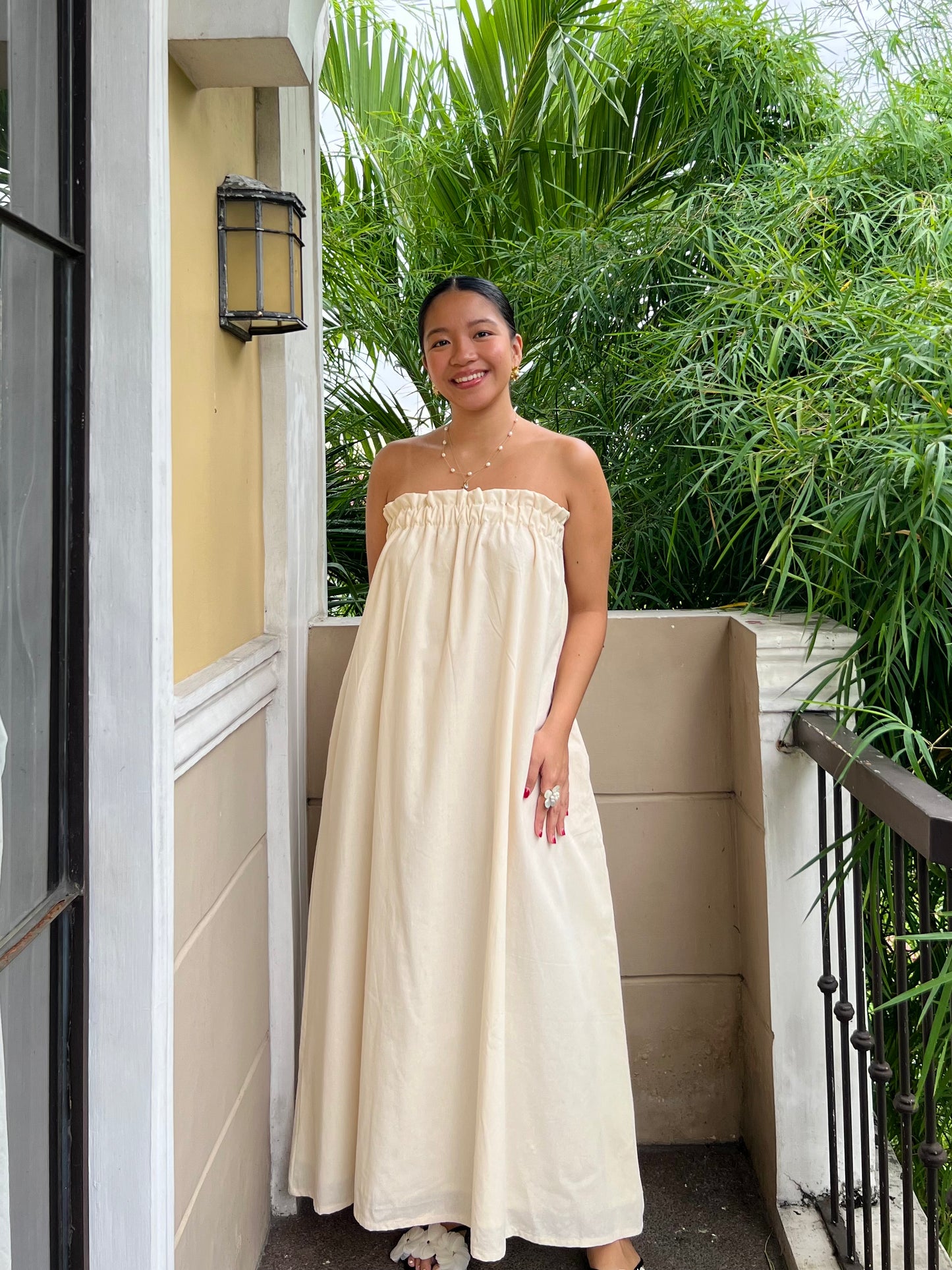 Mykonos Dress in Cream with Lining