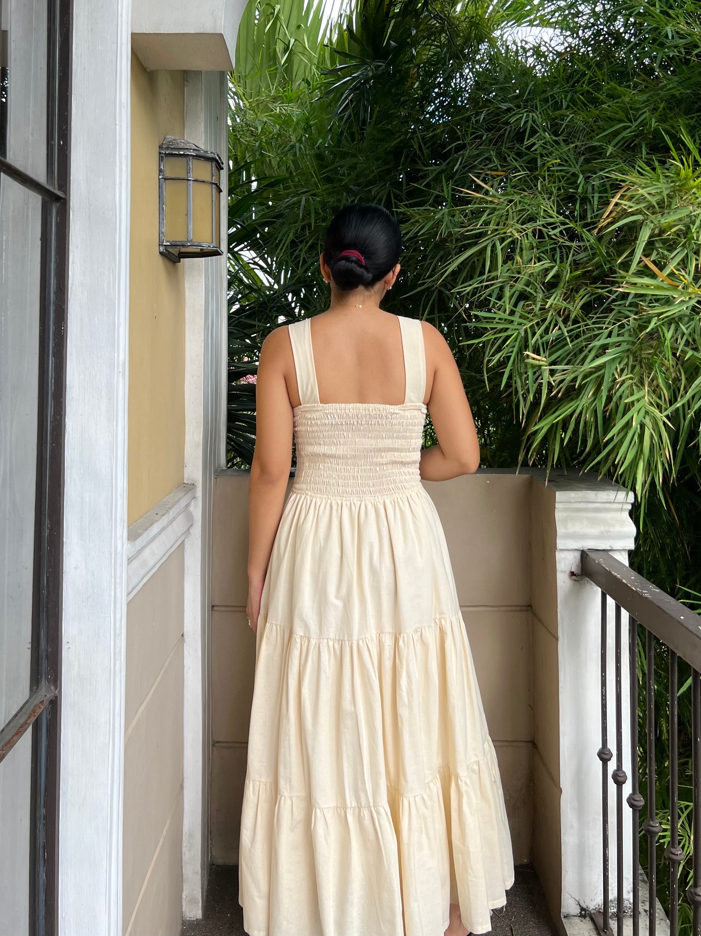 Riviera Dress in Cream with Lining