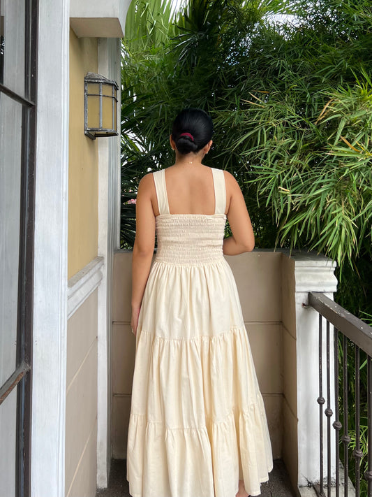 Riviera Dress in Cream with Lining
