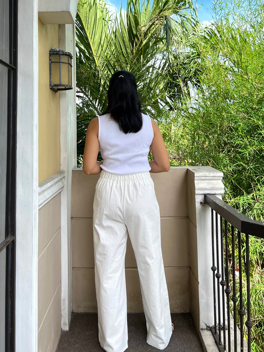 Santorini Pants in White with Lining