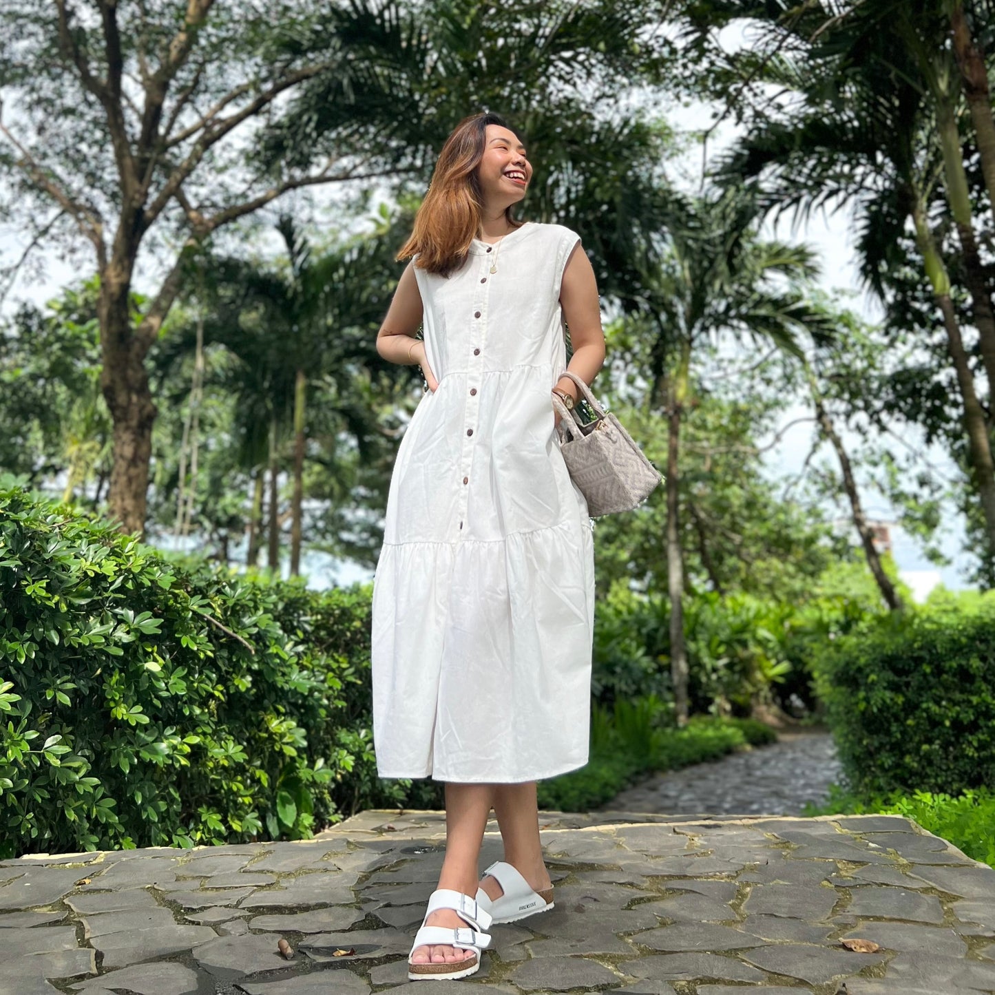 Ruth Dress in White with Lining