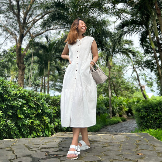 Ruth Dress in White with Lining