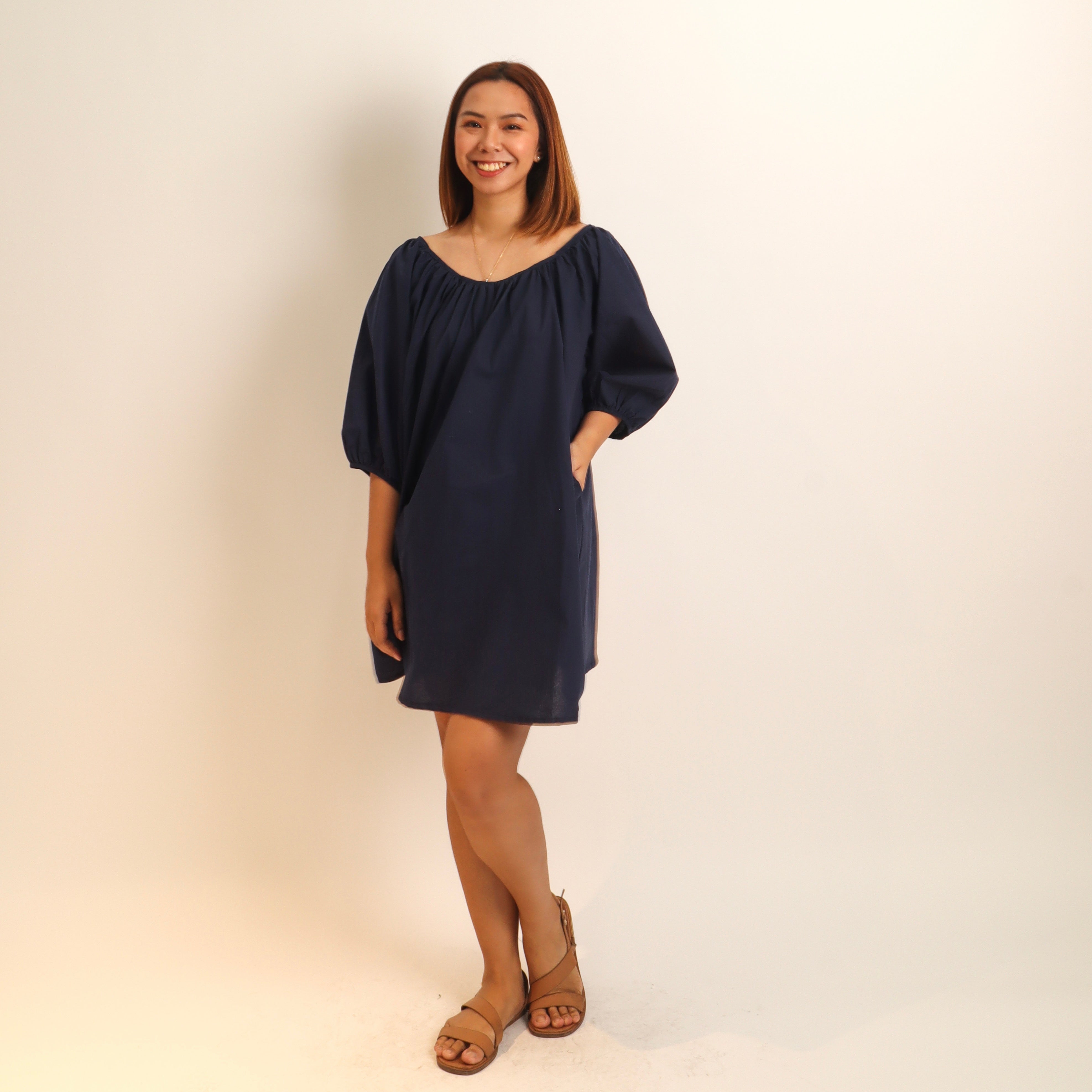 Pomelo Dress in Navy Blue Wanhiyan Clothing