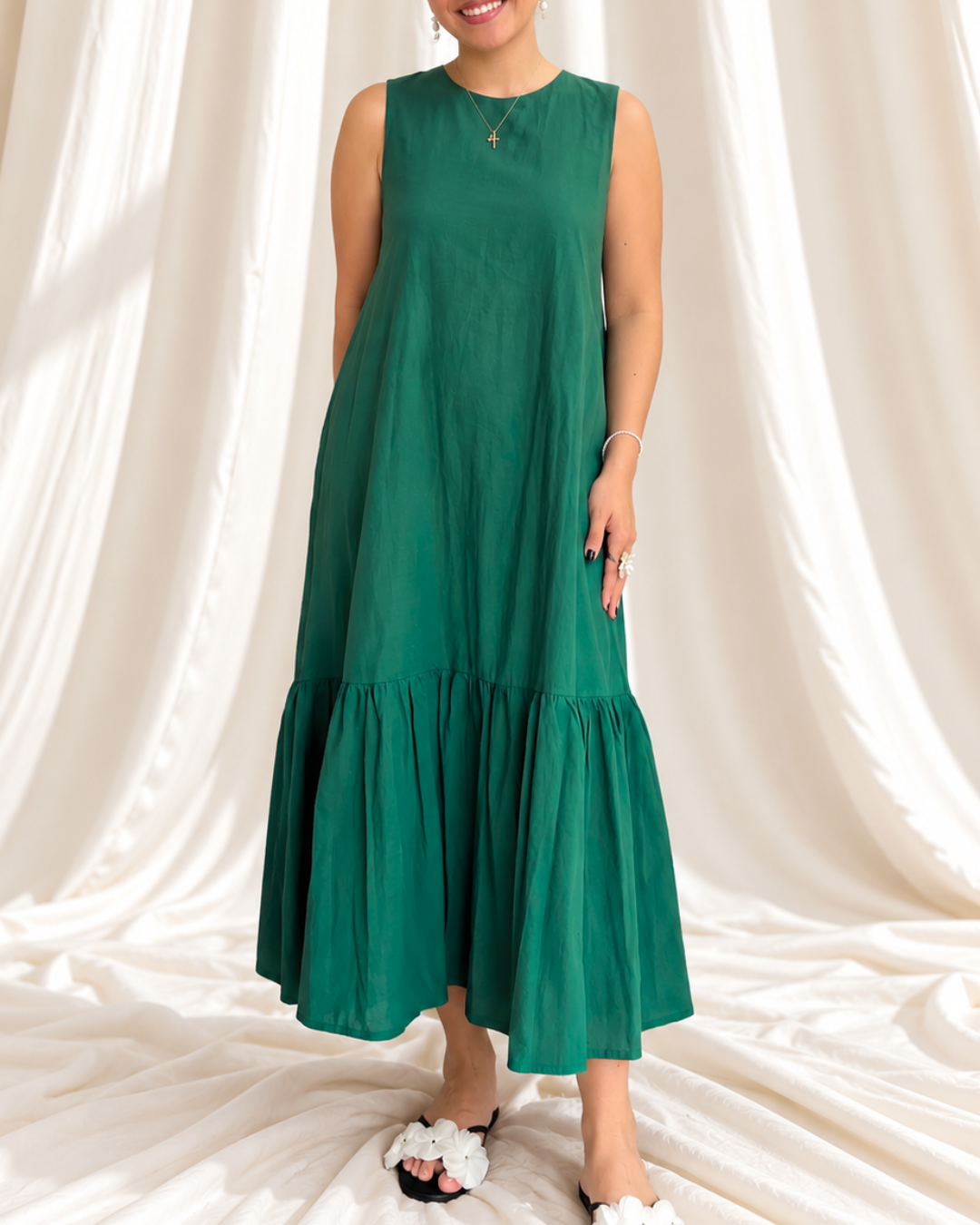 Camden Dress in Pine Green