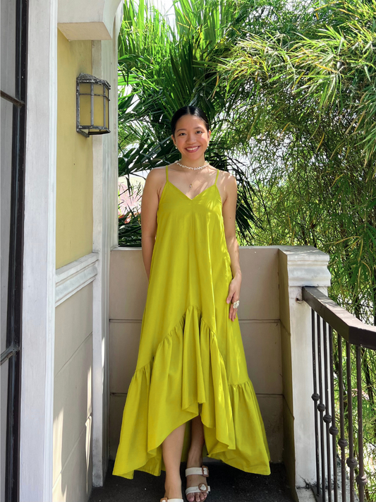 Amalfi Dress in Olive Yellow