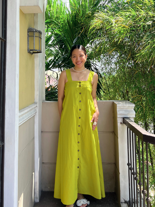 Hannah Dress in Olive Yellow