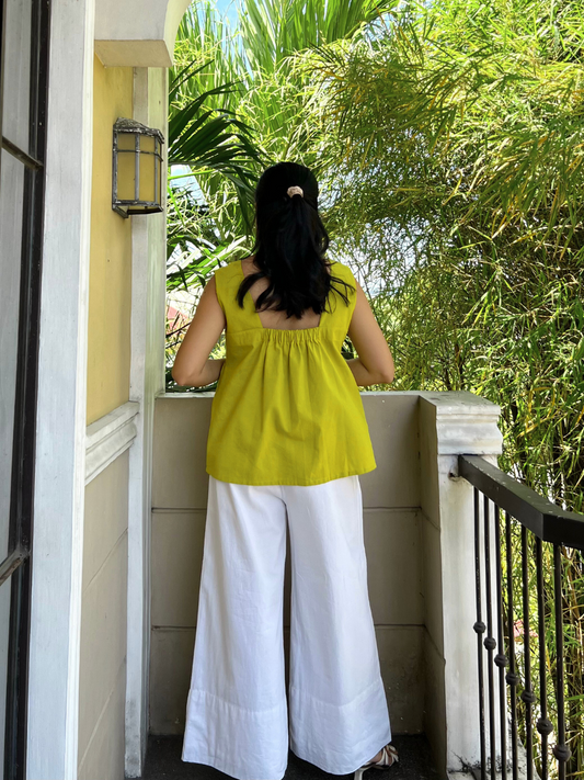 Cherry Top in Olive Yellow