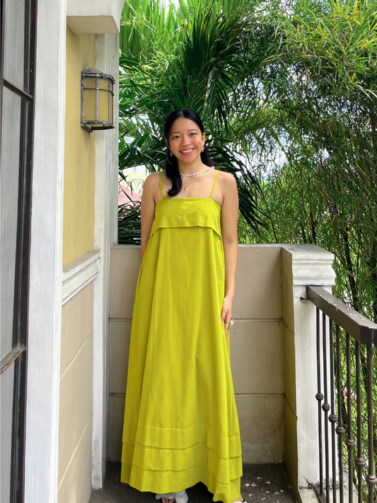 Faith Dress in Olive Yellow