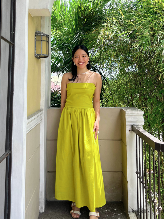 Ivory Dress in Olive Yellow