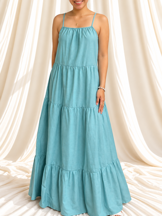 Pine Dress in Aquamarine