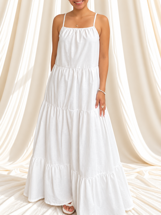Pine Dress in White with Lining