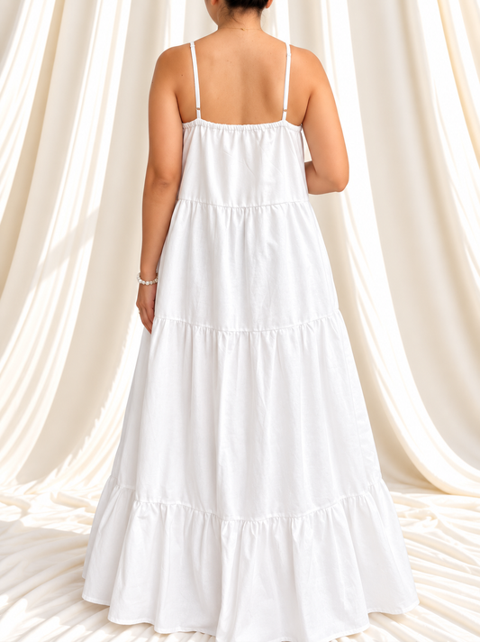 Pine Dress in White with Lining