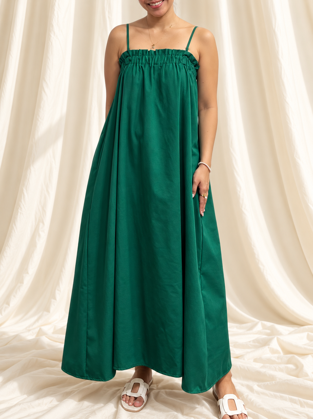 Mykonos Dress in Pine Green